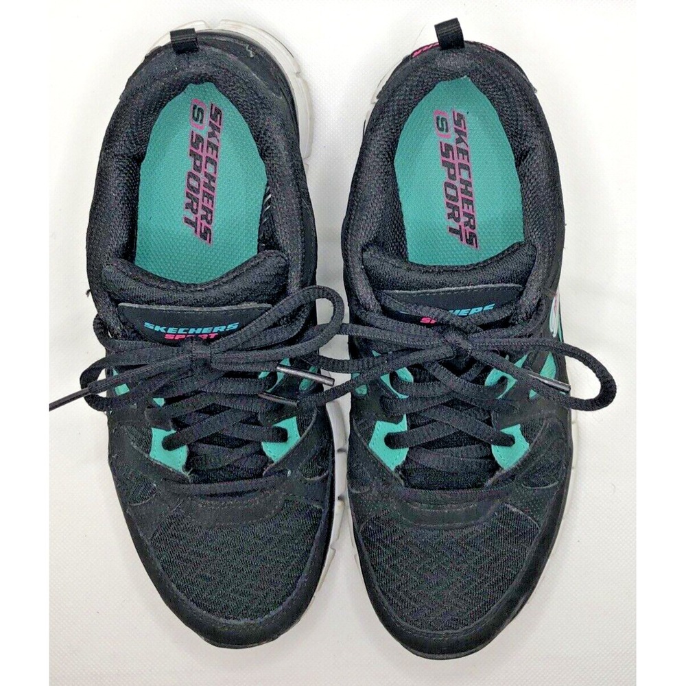Skechers S Sport Flexsole Womens Size 6.5 Black & Aqua Running Shoes # 11667 - Picture 2 of 6